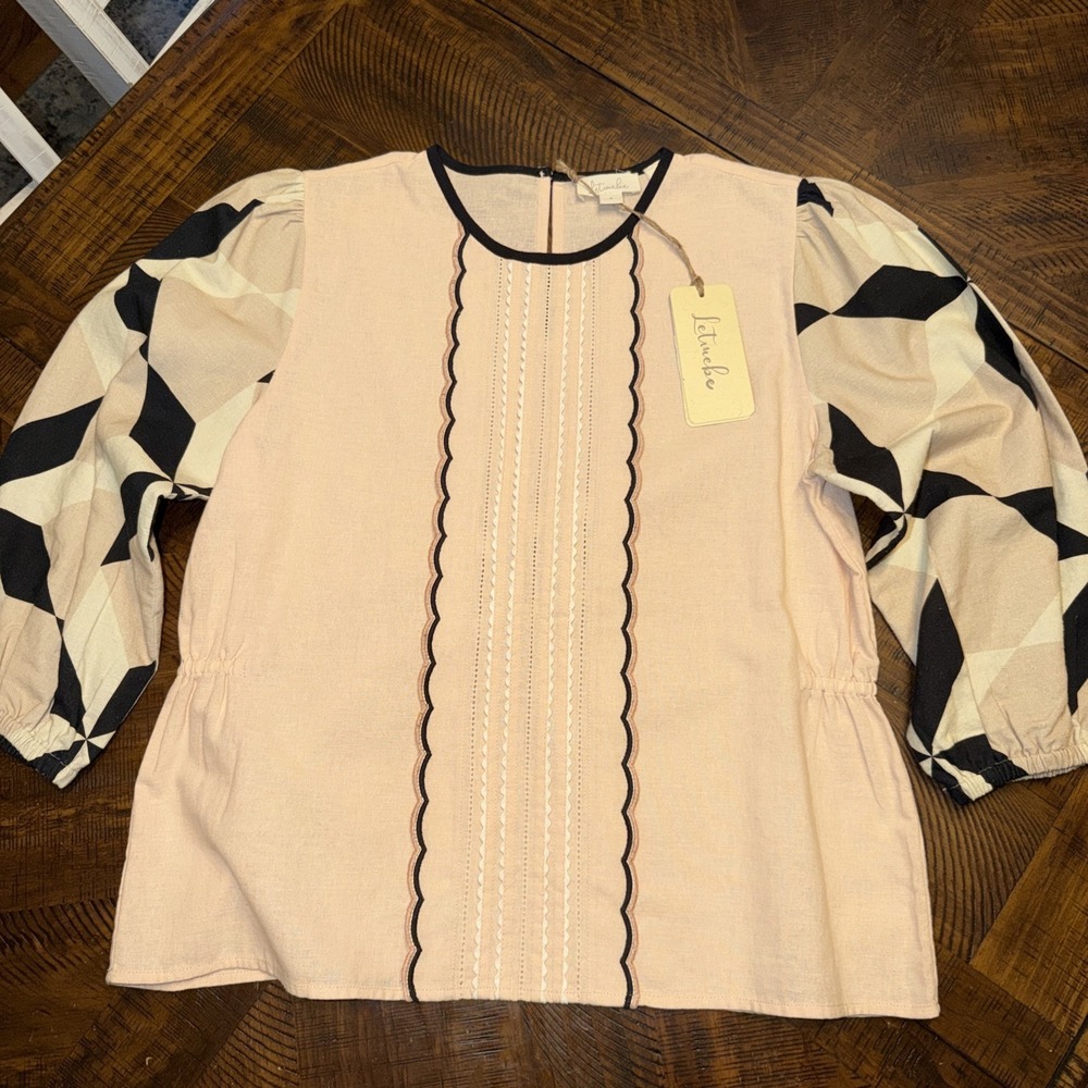 Let Me Be Anthropologie Linen/cotton Blush Color Boho Blouse Small Babydoll New